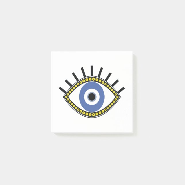 Blue eye, good luck, greek evil eye protection post-it notes (Front)