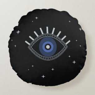 Blue eye good luck magic symbol round pillow