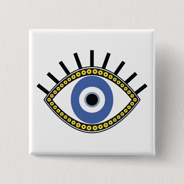 Blue eye, good luck, protection from evil eye 2 inch square button (Front)
