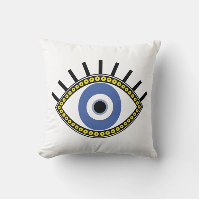 Blue eye, good luck, protection from evil eye  throw pillow (Front)
