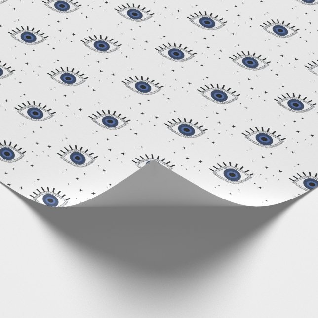 Blue eye good luck protection from evil eye wrapping paper (Corner)