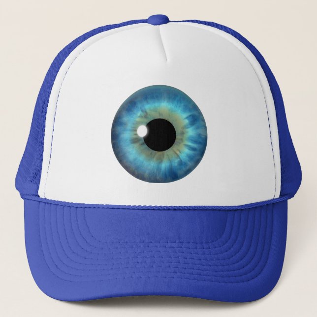 Blue Eye Iris Cool Eyeball Fun Custom Hats (Front)