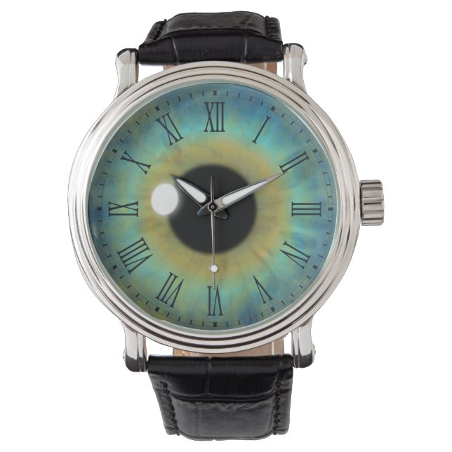 Blue Eye Iris Eyeball Cool Custom Wrist Watches (Front)