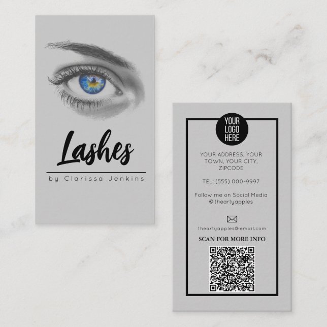blue eye Lashes Eyelash Extensions makeup Business Card (Front/Back)