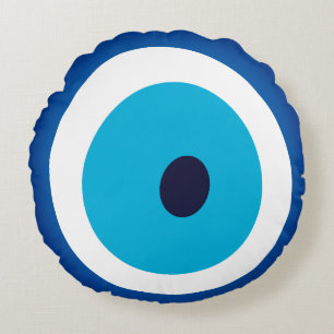 Blue Eye Lucky Charm Round Pillow