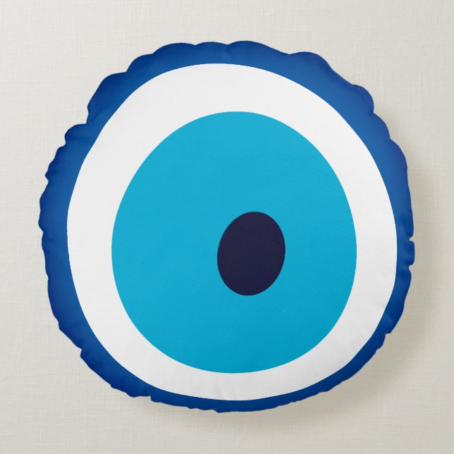 Blue Eye Lucky Charm Round Pillow (Front)