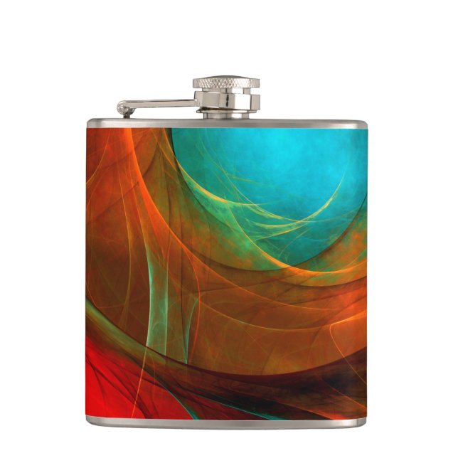 Blue Eye Modern Abstract Fine Art Cool Pattern #16 Hip Flask (Front)