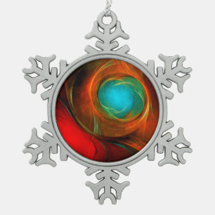 Blue Eye Modern Abstract Fine Art Cool Pattern #16 Snowflake Pewter Christmas Ornament