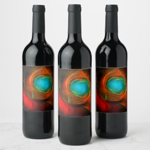 Blue Eye Modern Abstract Fine Art Cool Pattern #16 Wine Label