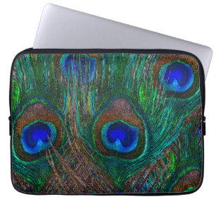 Blue Eye Peacock Feathers Stylish Decor Laptop Sleeve