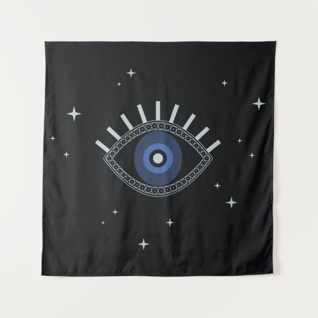 Blue eye protection from bad energy, evil eye  tapestry (Front)