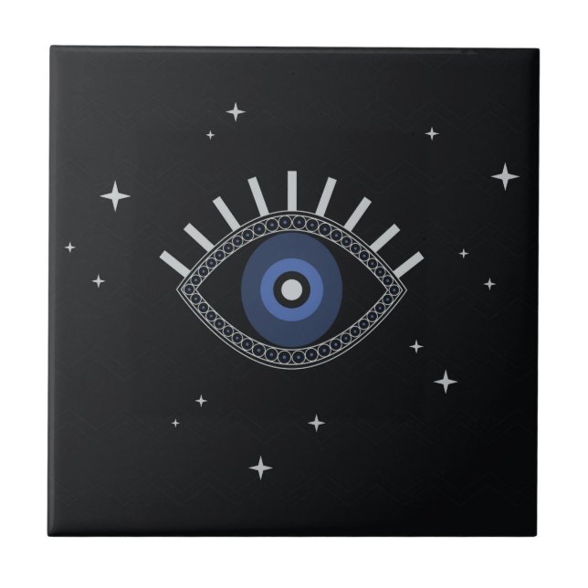 Blue eye protection from bad energy, evil eye tile (Front)