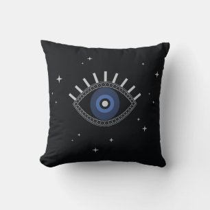 Blue eye protection from bad energy throw pillow