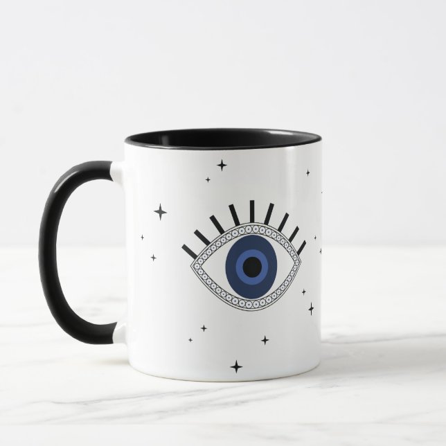 Blue eye protection good luck magic amulet mug (Left)