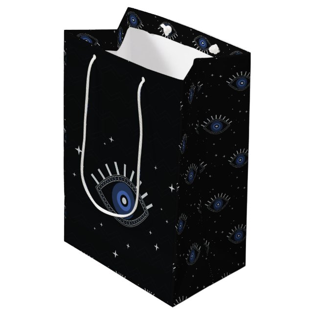 Blue eye protection talisman ethnic medium gift bag (Front Angled)