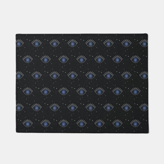 Blue eye protection talisman, good luck doormat (Front)