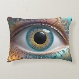 Blue Eyeball Fractal Art, Accent Pillow