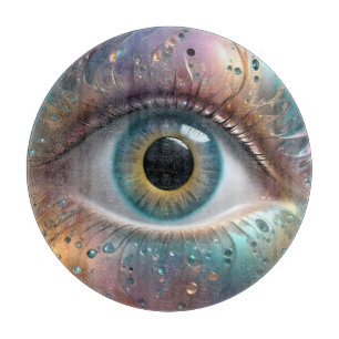 Blue Eyeball Fractal Art, Cutting Board