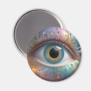Blue Eyeball Fractal Art, Magnet