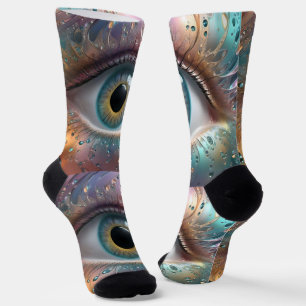 Blue Eyeball Fractal Art, Socks