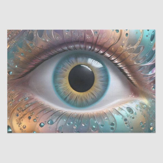 Blue Eyeball Fractal Art, Tissue Paper (Front)