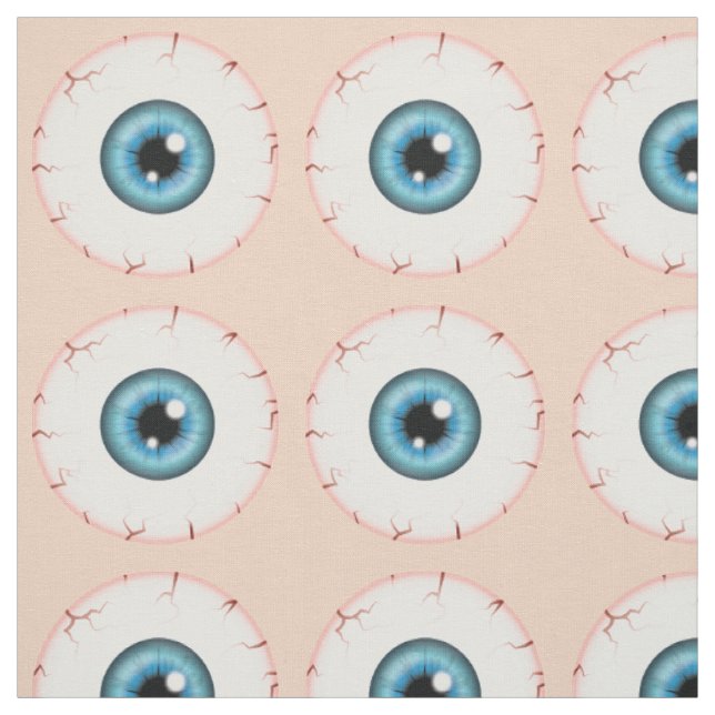 Blue Eyeball Pattern Halloween Bloodshot Eyeball Fabric (Swatch)