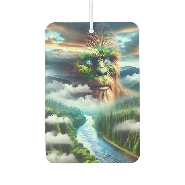 Blue Eyed Bigfoot in the Mountains Air Freshener (Front)