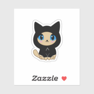 Blue-Eyed Black Cat on Blue Background