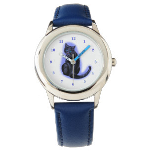 Blue Eyed Black Cat Watch Gift