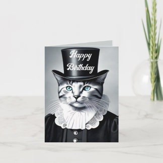 Blue-Eyed Cat in a Tophat Card
