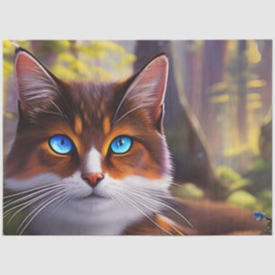 Blue Eyed Cat in the Woods  Tissue Paper