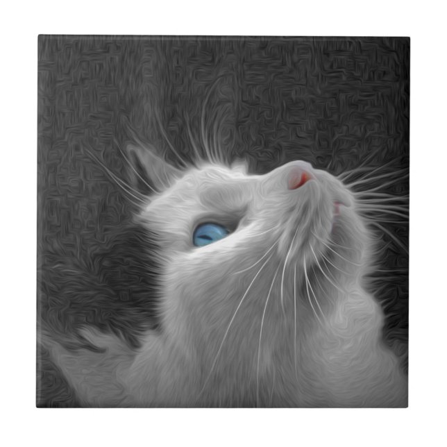 Blue Eyed Cat Photo Tile (Front)