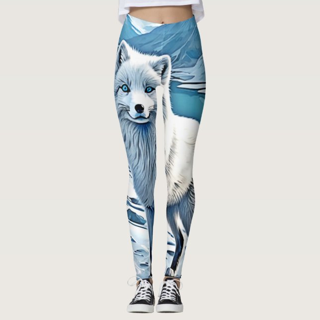 Blue-Eyed Fox Scene Design Leggings (Front)
