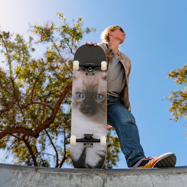 Blue Eyed Furry Cat Skateboard (Outdoor 1)