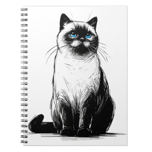 Blue-Eyed Gaze - Siamese Cat Notebook