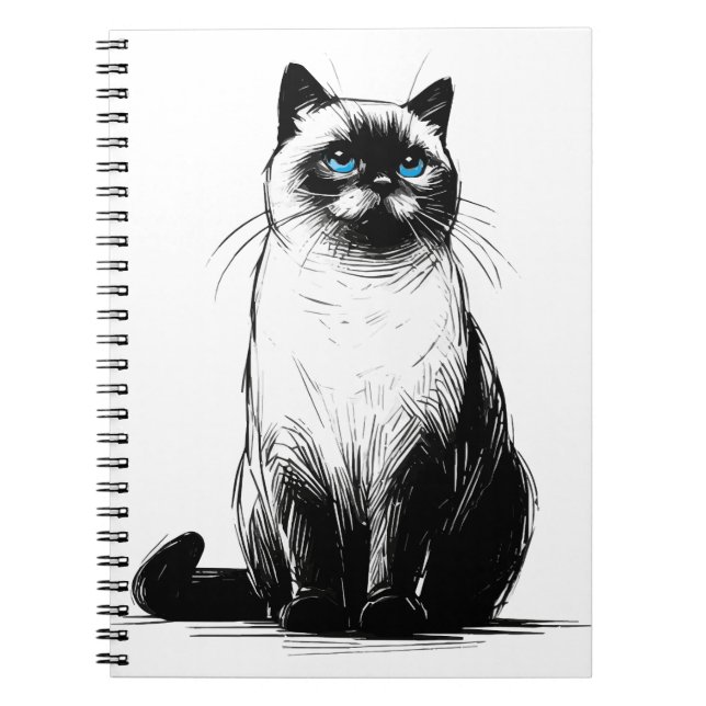 Blue-Eyed Gaze - Siamese Cat  Notebook (Front)