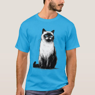 Blue-Eyed Gaze - Siamese Cat T-Shirt