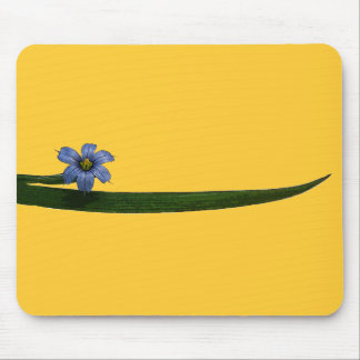 Blue-eyed grass flower and leaf mouse pad