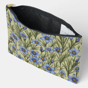 Blue-Eyed Grass flower pattern Accessory Pouch