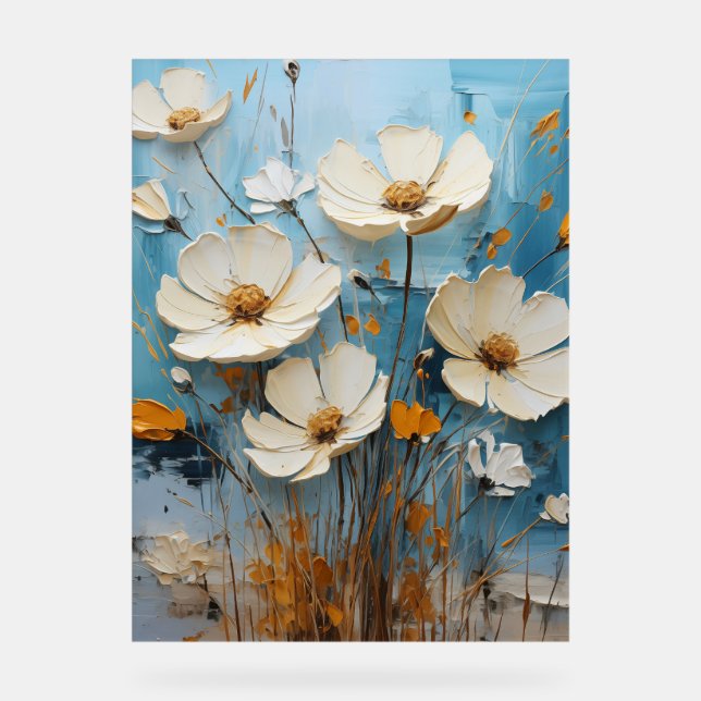 Blue-eyed Grass - Impasto Floral Acrylic Sign (Front)