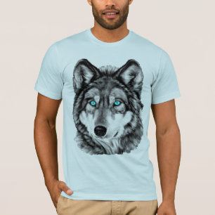 Blue-Eyed Grayscale Painted Wolf T-Shirt