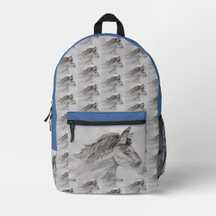 Blue-eyed Horse Printed Backpack
