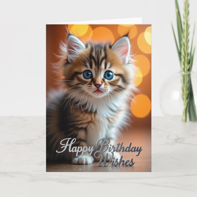 Blue Eyed Kitten Birthday Card (Front)