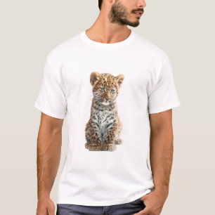Blue-Eyed Leopard Cub Digital Illustration T-Shirt