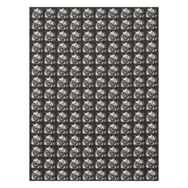 blue-eyed pugs black tablecloth (Front)