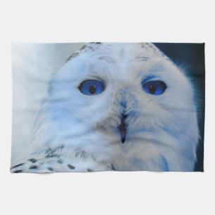 Blue Eyed Snow Owl Kitchen Towel
