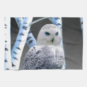 Blue-eyed Snow Owl Kitchen Towel