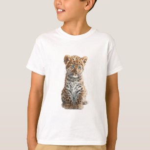 Blue Eyed Spotted Leopard Cub Illustration Kids T-Shirt