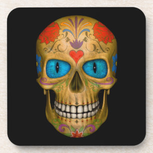 Blue Eyed Sugar Skull Zombie coasters (6)