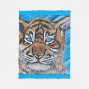 Blue-Eyed Tiger Painting Fleece Blanket